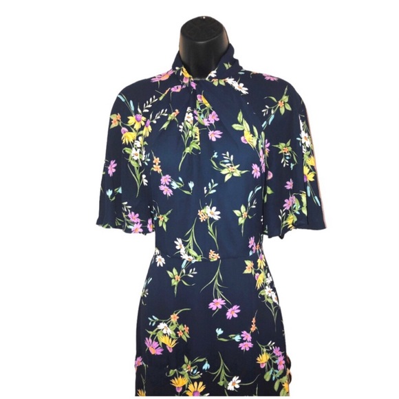 Maggy London Floral midi Dress sz 6 & brown shirred front lurex dress sz large - Picture 7 of 14